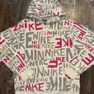 Nike White Gray and Pink Graphic Hoodie